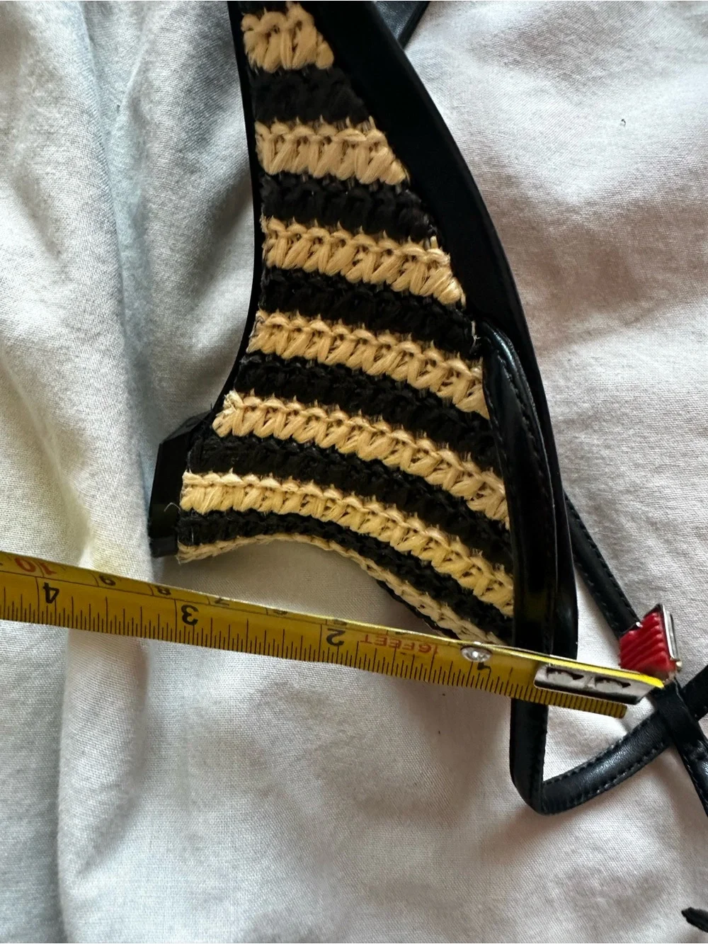 NEw Aldo Strappy Raffia Wedge Sandals Black Beige Resort Heels US 6 - Picture 8 of 9